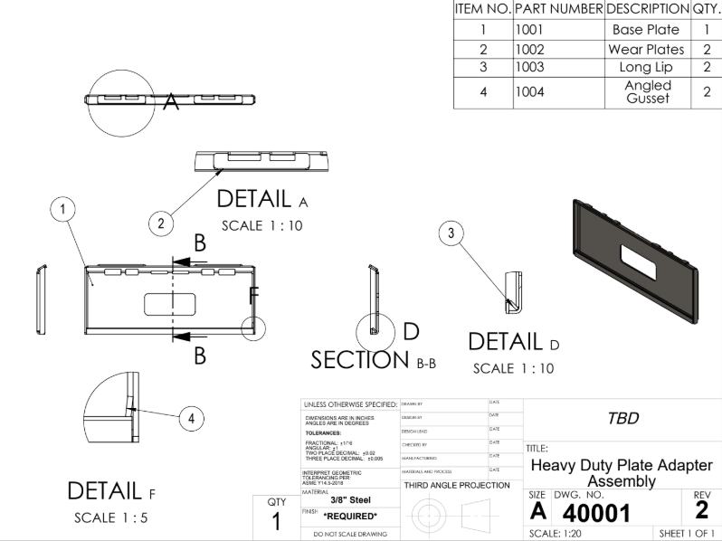 Adapter plate assembly drawing