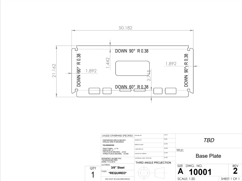 Base plate drawing