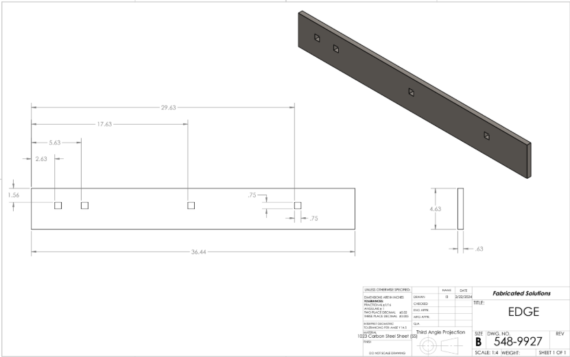 Wear plate engineering drawing